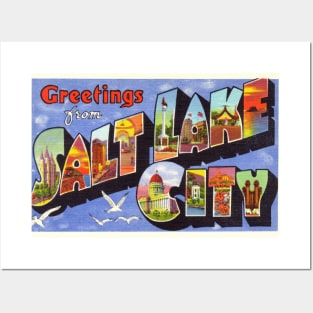 Greetings from Salt Lake City, Utah - Vintage Large Letter Postcard Posters and Art